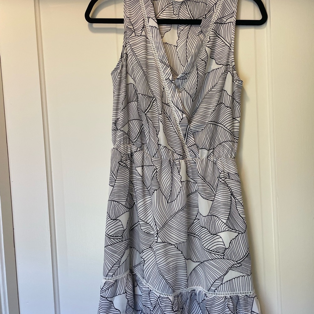 Sienna Sky Black & White Leaf-Print Midi Dress